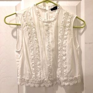 Lace Trim Sleeveless Crop Top